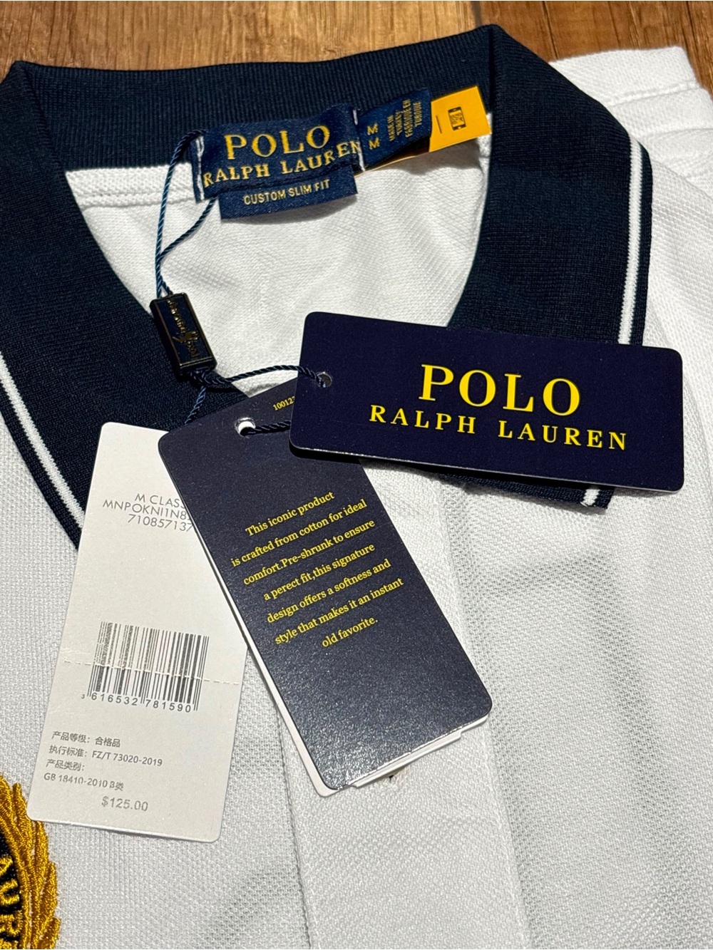 Polo Ralph Lauren Custom Slim Fit Paris White Polo Shirt Brand New - Picture 14 of 16